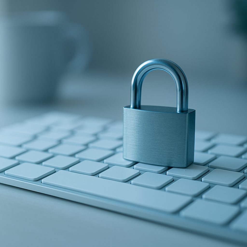 Cadenas posé sur un clavier d'ordinateur, protection des données personnelles